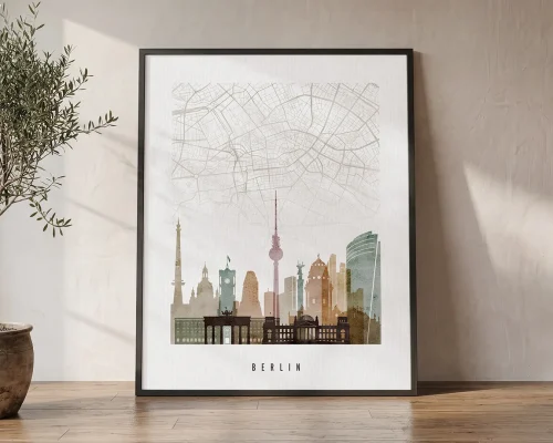 Berlin Map Wall Art Watercolor Print | ArtPrintsVicky