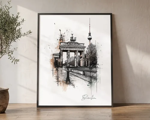 Berlin Skyline Drawing — Bold Sketch Wall Art Print | ArtPrintsVicky