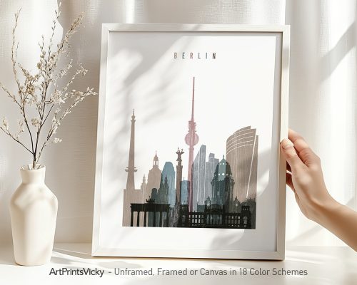 Alternative view of Berlin Skyline Wall Art Distressed Poster Print