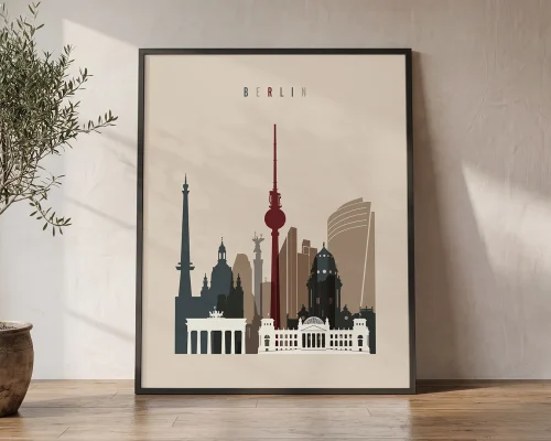 Berlin Skyline Wall Art Earth Tones Poster | ArtPrintsVicky