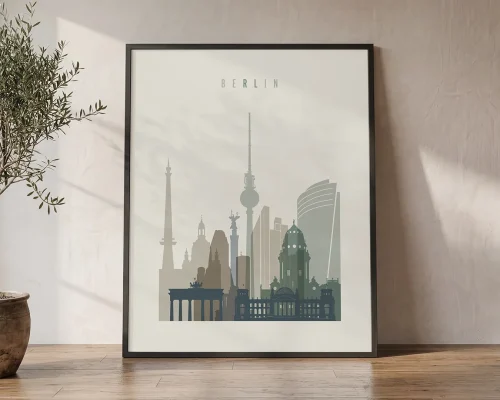 Berlin Skyline Wall Art Earth Tones Print | ArtPrintsVicky