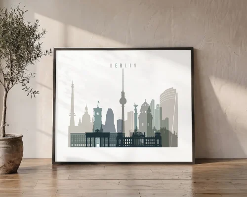 Berlin Skyline Wall Art Print Earth Tones | ArtPrintsVicky