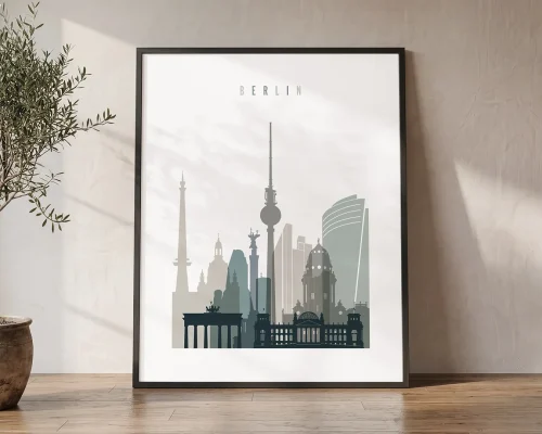 Berlin Skyline Wall Art Print Modern Earth Tones | ArtPrintsVicky
