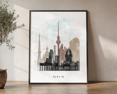 Berlin Wall Art Print Urban Skyline Poster | ArtPrintsVicky