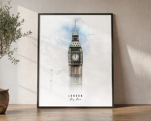 Big Ben Wall Art Print London Landmark Poster | ArtPrintsVicky