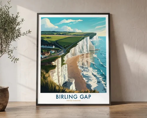 Birling Gap Cliffs Travel Print – England Wall Art | ArtPrintsVicky