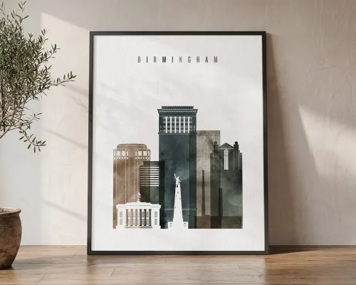 Birmingham Al Skyline Poster Framed Wall Decor | ArtPrintsVicky