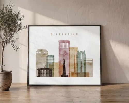 Birmingham Al Watercolor Poster | ArtPrintsVicky