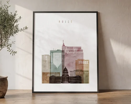 Boise Skyline Print Wall Art for Home Decor | ArtPrintsVicky