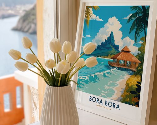 Alternative view of Bora Bora Travel Poster Vintage Wall Art Print