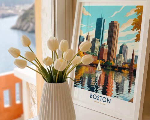 Alternative view of Boston Travel Poster Wall Art Print Vintage