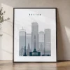 Boston Skyline Wall Art Grey Blue Print | ArtPrintsVicky