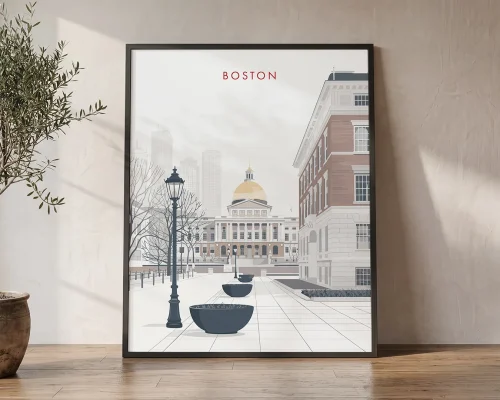 Boston Skyline Wall Art Minimalist Print | ArtPrintsVicky
