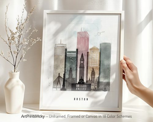 Alternative view of Boston Skyline Wall Art Urban Poster Print