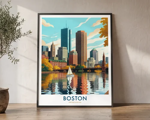 Boston Travel Poster Wall Art Print — Vintage | ArtPrintsVicky