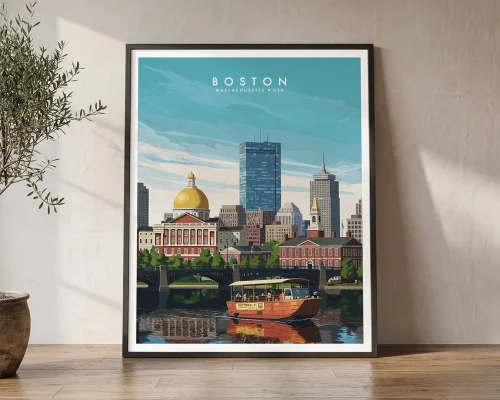 Boston Travel Poster — Decor Wall Art Print | ArtPrintsVicky