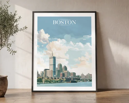 Boston Travel Poster — Vintage Wall Art Print 2 | ArtPrintsVicky