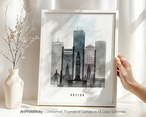 Alternative view of Boston Urban Wall Art Print Skyline Poster