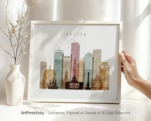 Alternative view of Boston Watercolor Wall Art Print