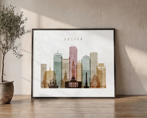 Boston Watercolor Wall Art Print | ArtPrintsVicky