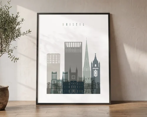 Bristol Wall Art Earth Tone Skyline Print | ArtPrintsVicky
