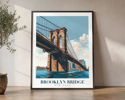 Brooklyn Bridge Traditional Travel Print | ArtPrintsVicky