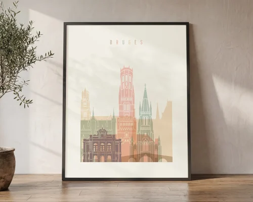 Bruges Belgium Poster Skyline Wall Art Decor | ArtPrintsVicky