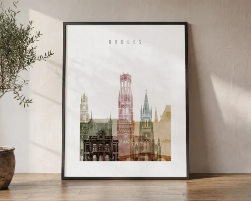Bruges Skyline Poster Belgium Wall Art | ArtPrintsVicky