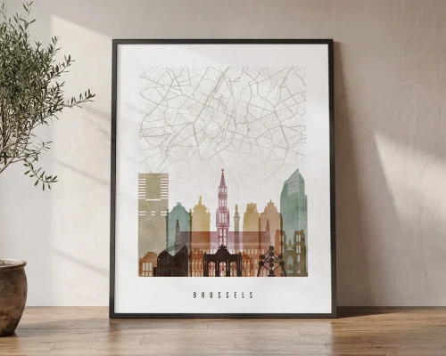 Brussels City Map Wall Art Poster | ArtPrintsVicky