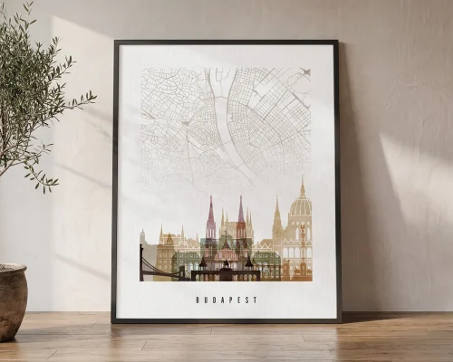 Budapest City Map Wall Art Prints | ArtPrintsVicky