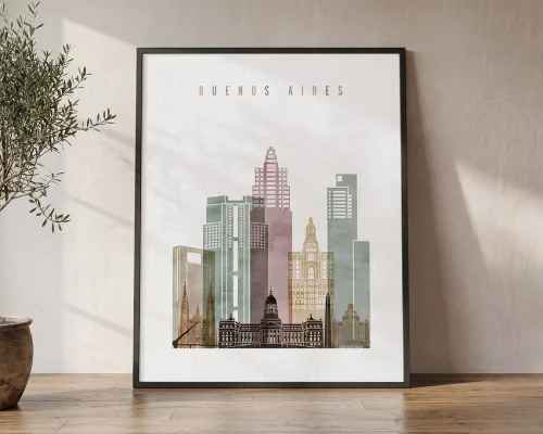 Buenos Aires Skyline Wall Art Watercolor Print | ArtPrintsVicky