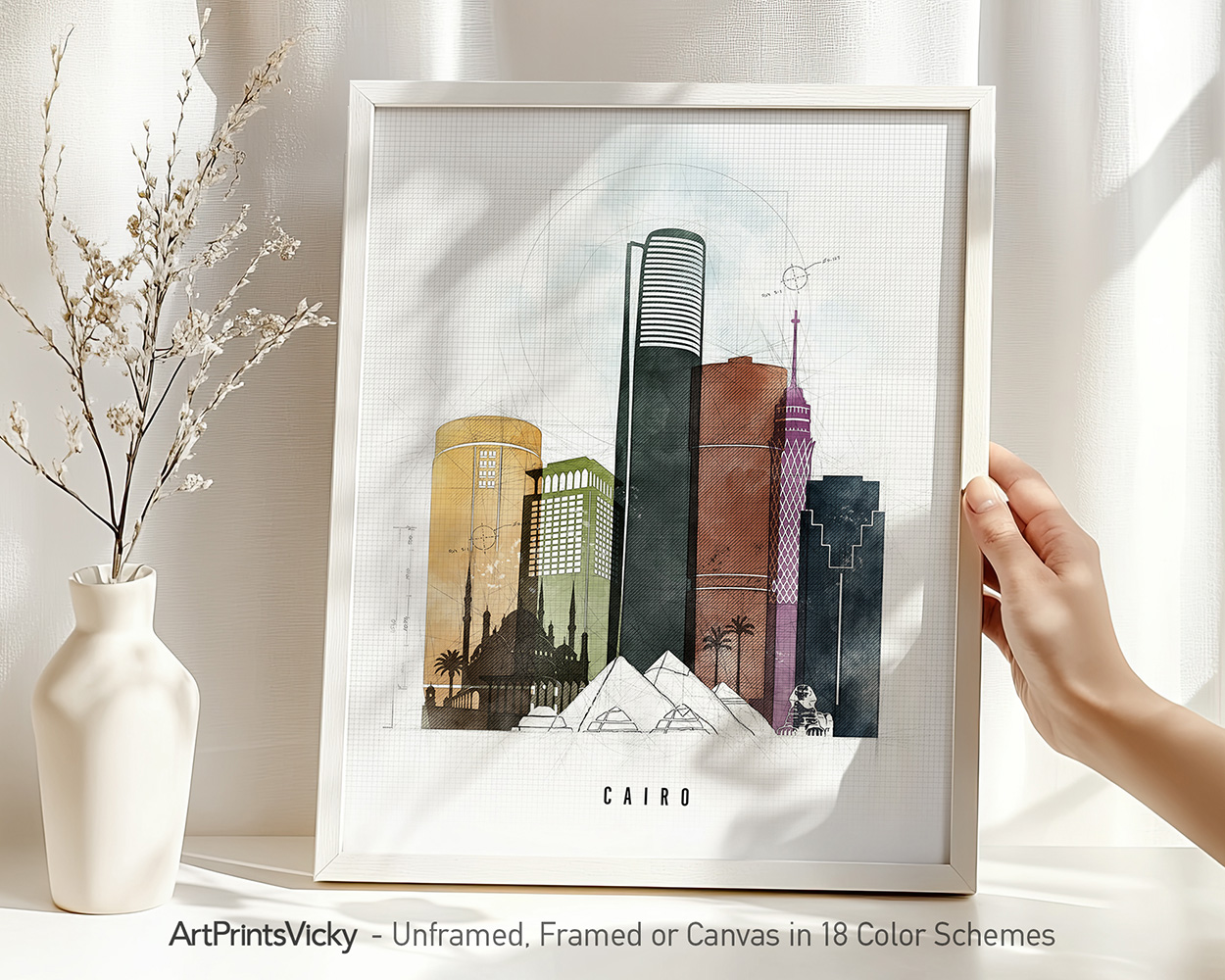 Cairo Skyline Wall Art Urban Print - Image 2