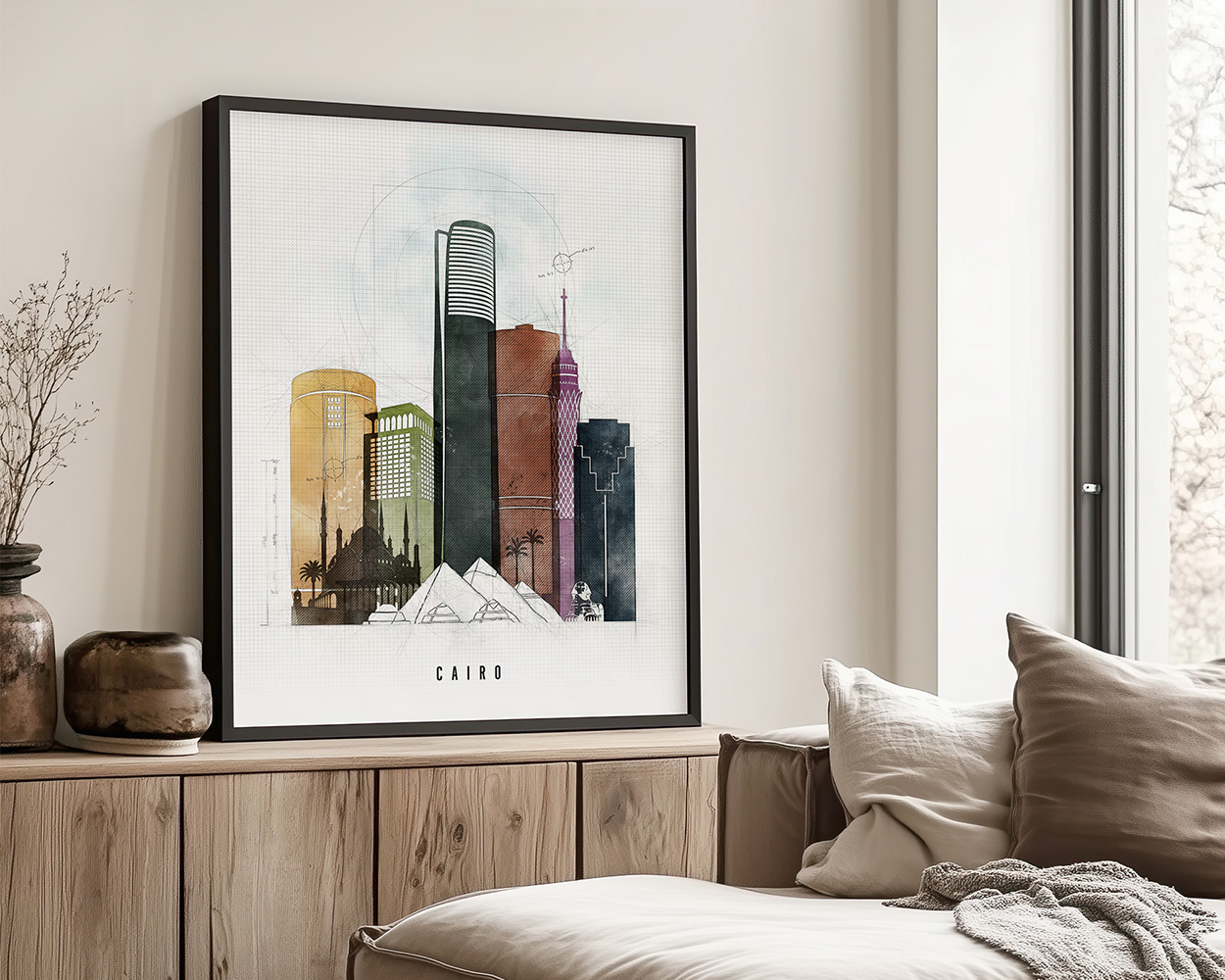 Cairo Skyline Wall Art Urban Print - Image 3