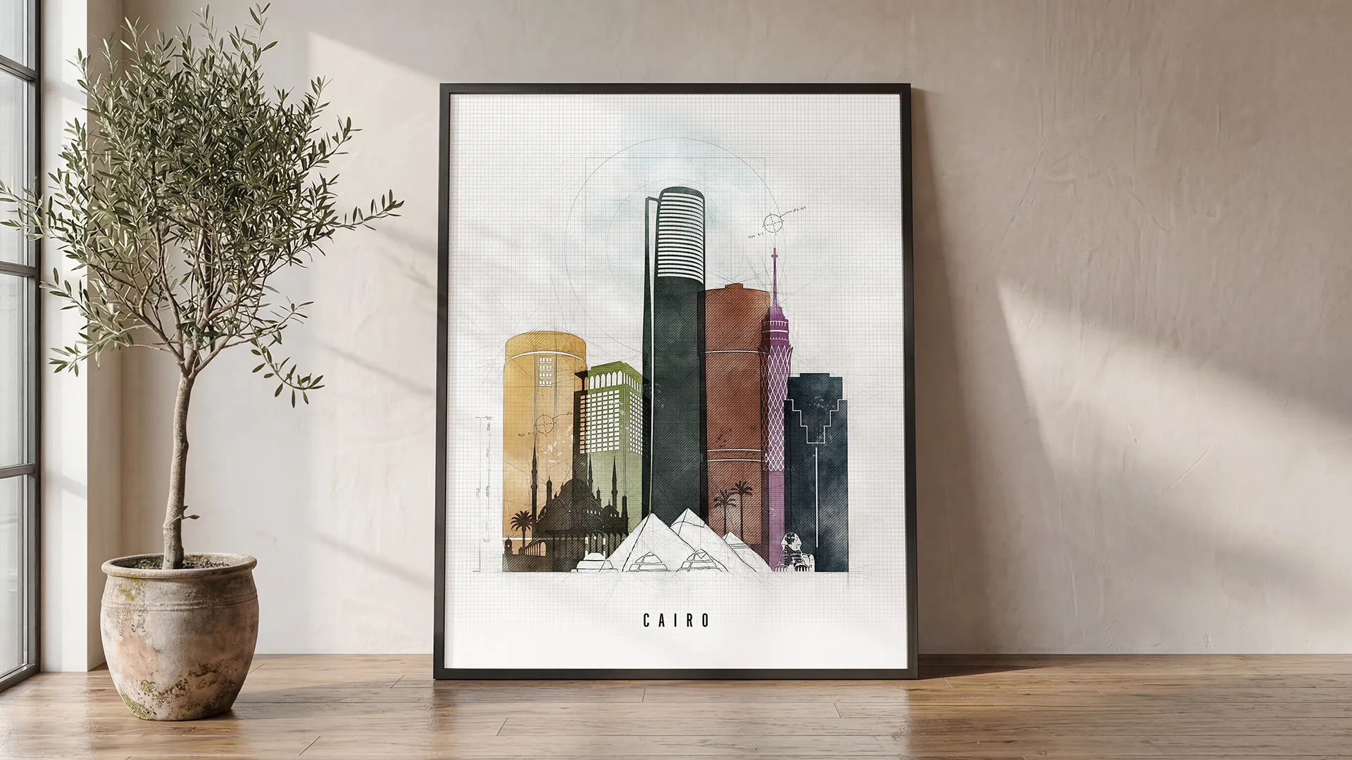 Cairo Skyline Wall Art Urban Print | ArtPrintsVicky