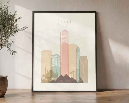 Cairo Travel Poster Vintage Egypt Wall Art Print | ArtPrintsVicky
