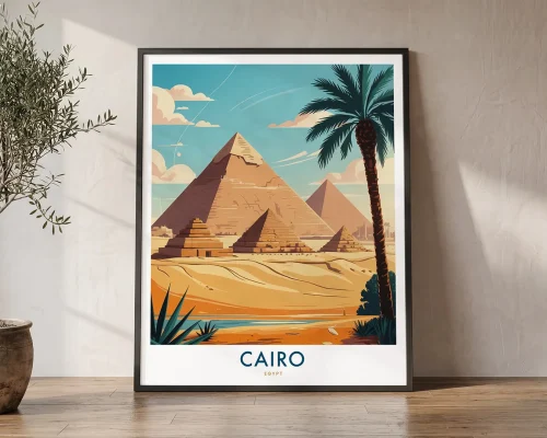 Cairo Travel Poster — Vintage Egypt Wall Art Print | ArtPrintsVicky