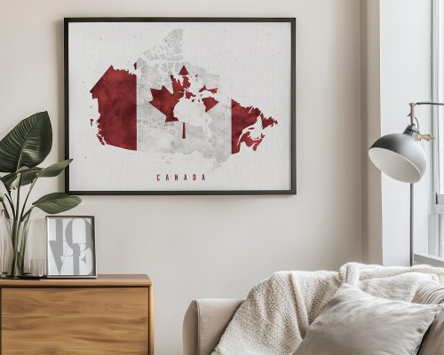 Alternative view of Canada Map Print, Flag Wall Art Decor