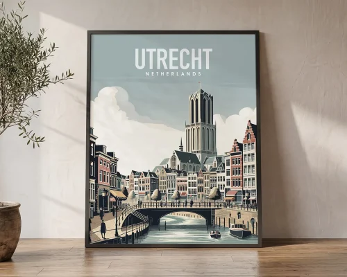 Canal City Dreams Utrecht Travel Poster | ArtPrintsVicky