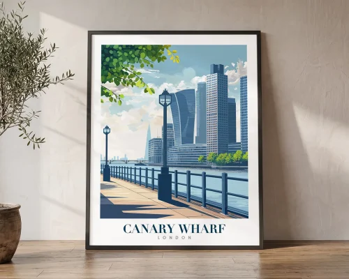 Canary Wharf London Traditional Travel Poster | ArtPrintsVicky