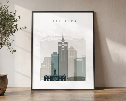 Cape Town Skyline Wall Art Print Earth Tones | ArtPrintsVicky