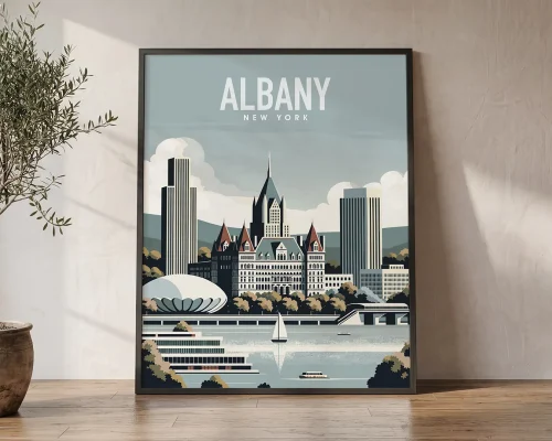Capital City Cool Albany Colorful Travel Poster | ArtPrintsVicky