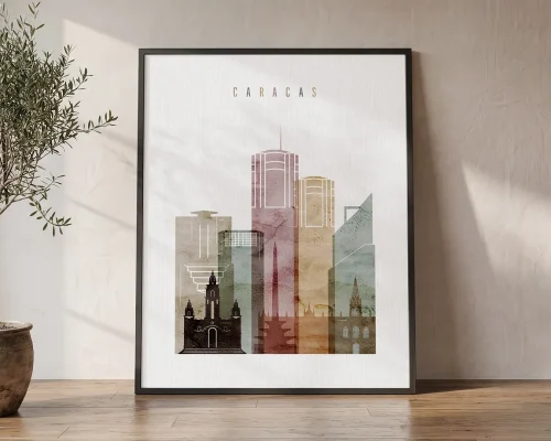 Caracas Skyline Wall Art Watercolor | ArtPrintsVicky