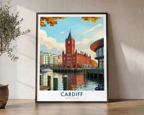 Cardiff Print – Wales Travel Poster | ArtPrintsVicky