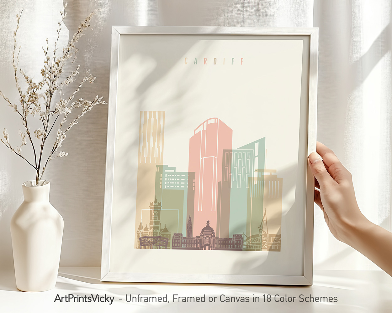 Cardiff Wales Skyline Art Print Framed Wall Decor - Image 2