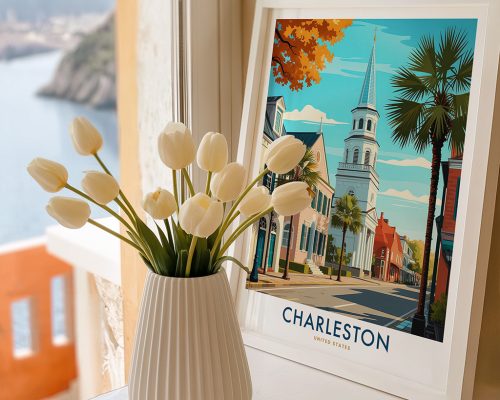 Alternative view of Charleston SC Travel Print - Cityscape Poster