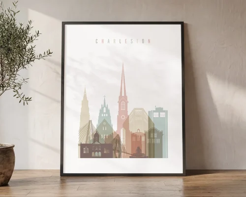 Charleston Sc Skyline Framed Wall Art 18 Colors | ArtPrintsVicky