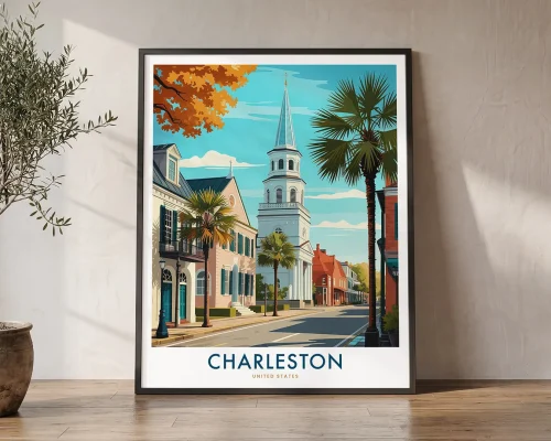 Charleston Sc Travel Print – Cityscape Poster | ArtPrintsVicky