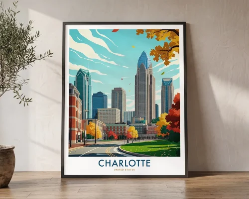 Charlotte Nc Travel Poster – Cityscape Art Print | ArtPrintsVicky