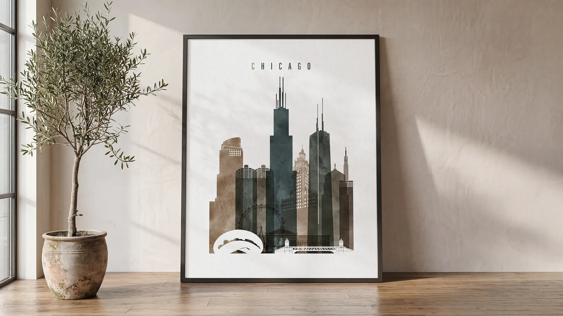 Chicago City Wall Art Watercolor Print | ArtPrintsVicky