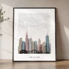 Chicago Map Print Distressed Wall Art | ArtPrintsVicky
